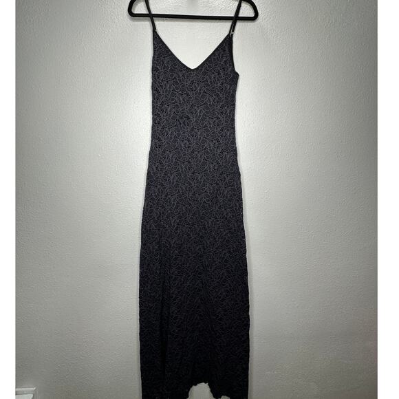 Milo Black & Deep Purple Lace Floral Crochet VNeck Strappy Maxi Dress P - Picture 3 of 12
